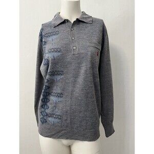 Montagut International Mens  Blue Aztec Polo Shirt 4 Native Rustic Quiet Luxury